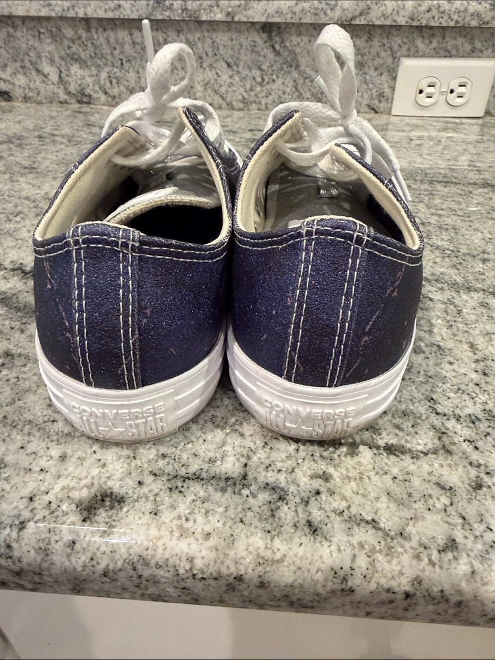 Converse Low-Top Sneakers in Navy/Purple with Silver Glitter Accent - Picture 5 of 16